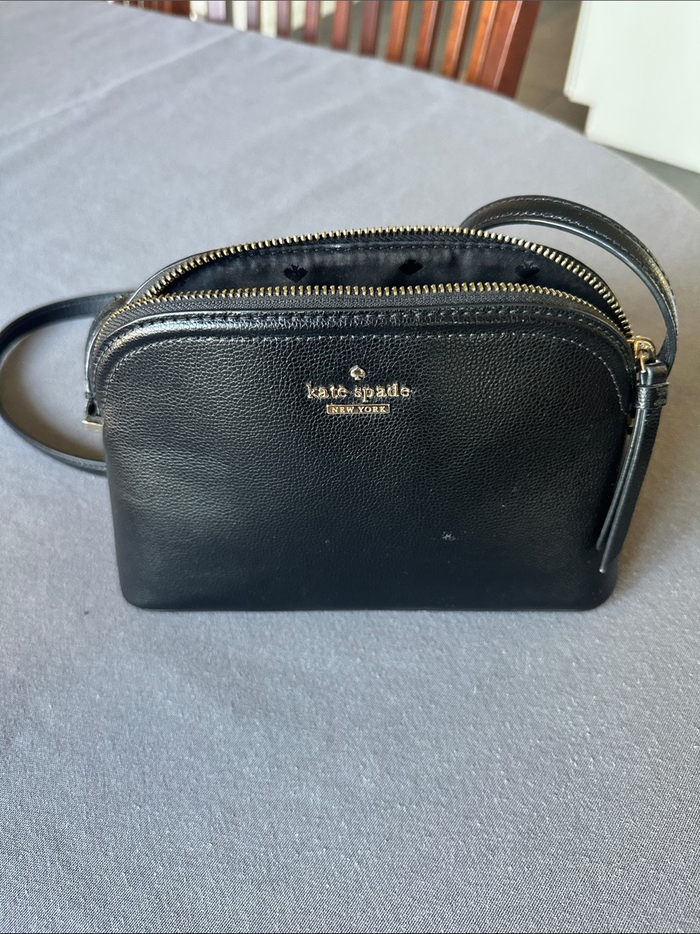 kate spade Black Pebbled Leather Double-Zip Belt Bag